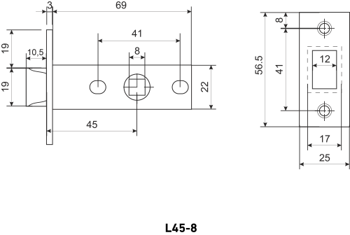 АЛЛЮР АРТ L45-8 MBN графит торц.планка 25мм б/ручек Защёлка (100)